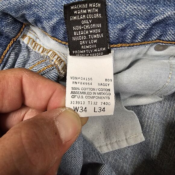 Vintage Structure Jeans Mens 34x34 90s Straigt Skater Baggy Grunge Streetwear - Picture 6 of 15